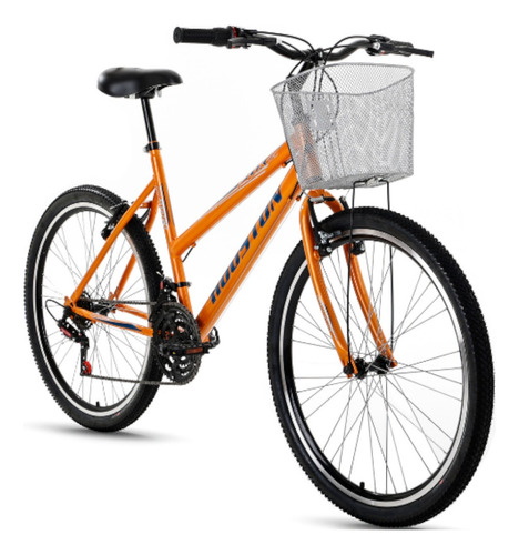 Bicicleta Aro 26 Com 21 Marchas Com Cesta Foxer Maori Aero Cor Laranja