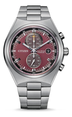 Reloj Citizen Ca709087x Hombre Cronógrafo Taquimetro Fecha Color de la malla Plateado Color del bisel Gris Color del fondo Rojo ladrillo