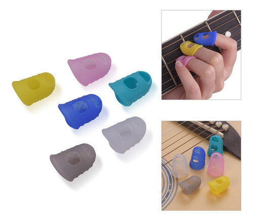 6 Protectores De Dedos De Silicona Para Guitarra.