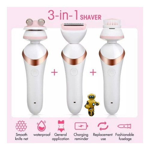 Imagem 5 de 8 de Depilador Massageador Escova De Limpeza Facial 3 Em 1 Usb