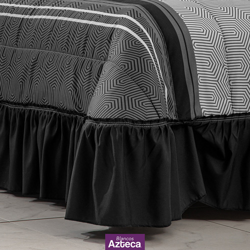 Colcha Matrimonial De Alta Calidad Con Cojines, Azteca Color Gris oscuro ALDO
