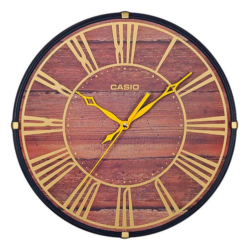Reloj De Pared Analógico Casio Iq-81-5adf Con Diseño Circular  Café Oscuro