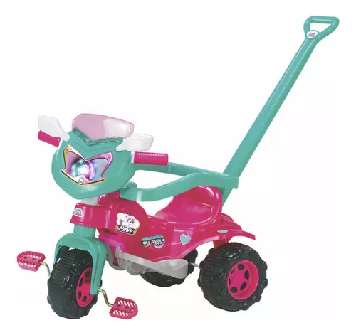 Triciclo Motoca Infantil Com Empurrador Removível - Rosa