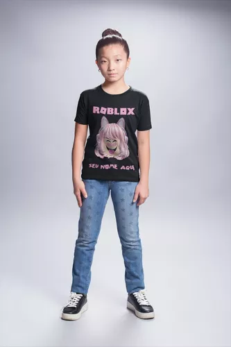 Camiseta blusa preta infantil menina roblox - Camiseta Infantil