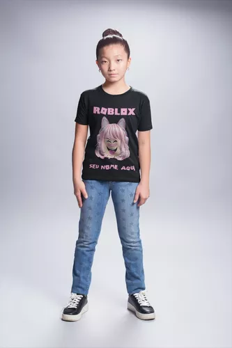 Camiseta blusa preta infantil roblox menina - Camiseta Infantil