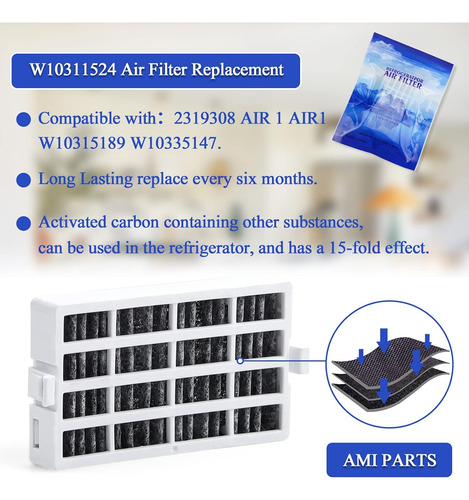 Ami Parts W10311524 Filtro De Aire De Flujo Fresco Air1 Comp