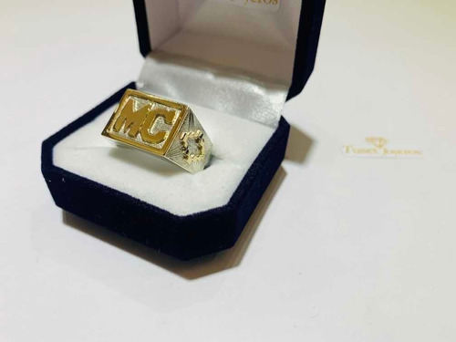 Anillo Sello Hombre Con Cruz Pampa. Plata Y Oro 10k. Tuset.