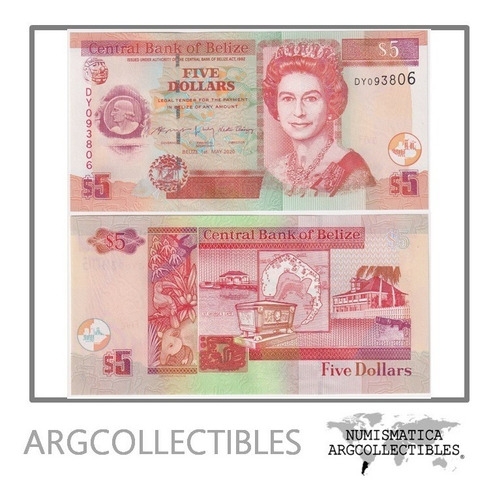 Belice Billete 5 Dolares 2020 P-67 Unc