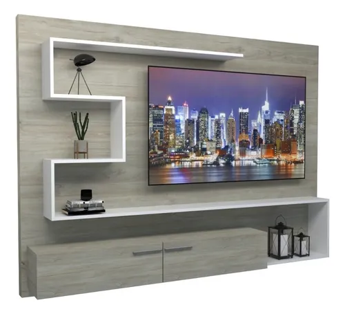 comprar Panel Para Lcd\u002Fled Rack Mueble Living Texturado Touch H\u002F55 Color Gris