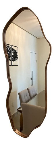 Espelho Orgânico Madeira Moldura Decorativo Lapidado 100x50