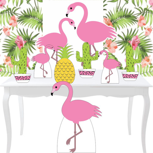Combo Prata Flamingo  Totem Display Festa Aniversário