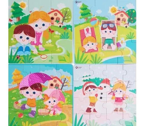 Puzzle 4 En 1 Campo Medidas 20x20x2 Madera Directomarket