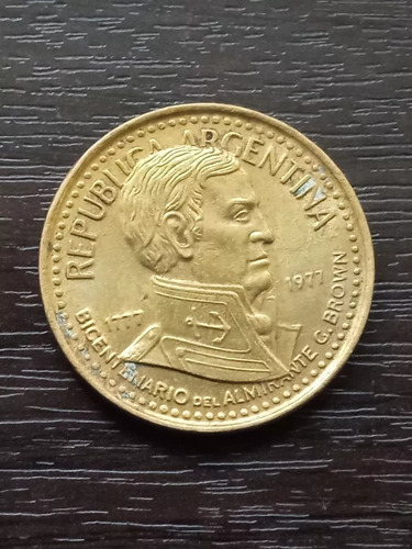 Moneda 10 Pesos Ley 1977 - Bicentenario Del Almirante Brown