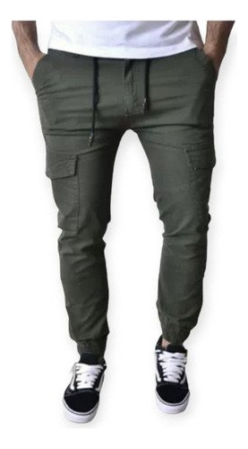 Pantalon De Hombre Jogger Cargo De Bengalina Con Bolsillos