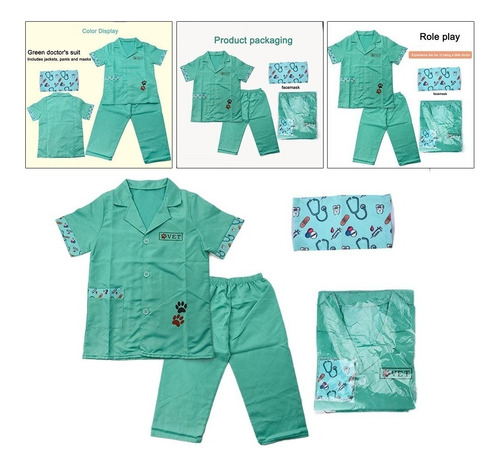 Uniforme De Médico Simulado Con Cubierta Facial Enfermera Pr
