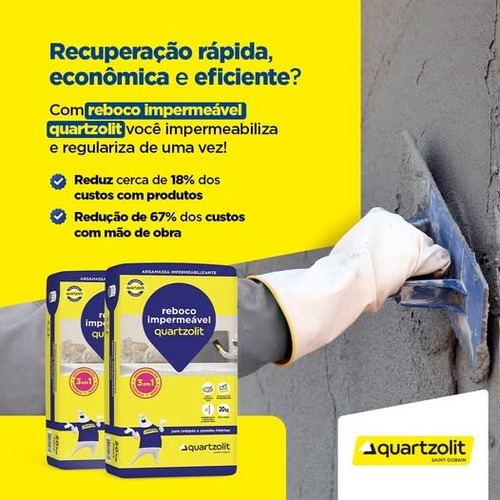 Argamassa de gesso impermeável Quartzolit Argamassa 20 kg