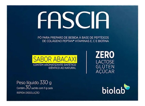 Fascia Peptídeos De Colágeno Sabor Abacaxi Com 30 Sachês