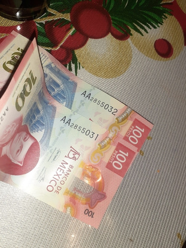 2 Billetes De 100 Pesos Serie Aa$2500 Por Los Dos 