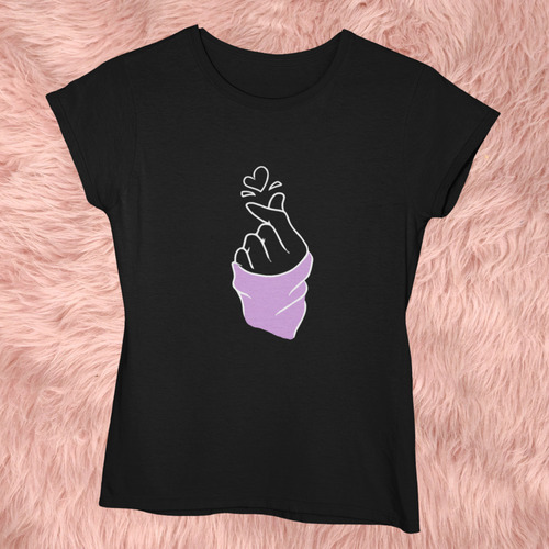 Blusa Playera Mujer Talla Extra Corazón Coreano Morado Love