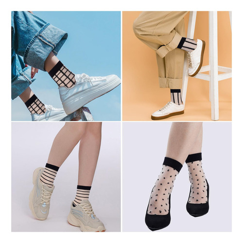 5 Pares De Calcetines Transparentes Para Mujer, Calcetines