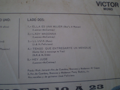 Vinilo De Jose Feliciano De 10 A 23 (u174