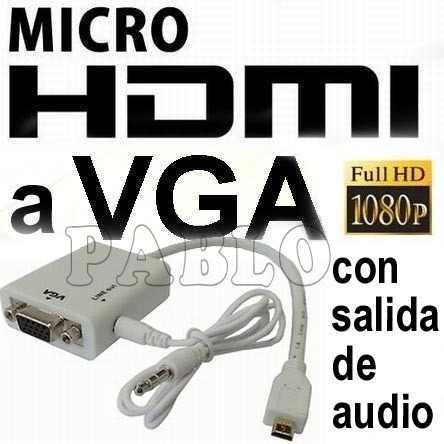 Cable Conversor Micro Hdmi A Vga C/ Audio - Playbook A Lcd