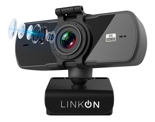 Webcam Camara Web Linkon 2k 1440p Usb Microfono Tripode Cubre Lente