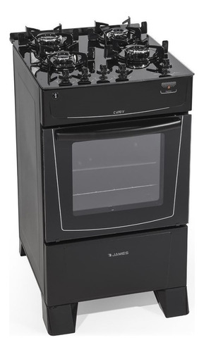 Cocina Gas Mesa Vidrio Templado James C 690 V Negra Color Negro