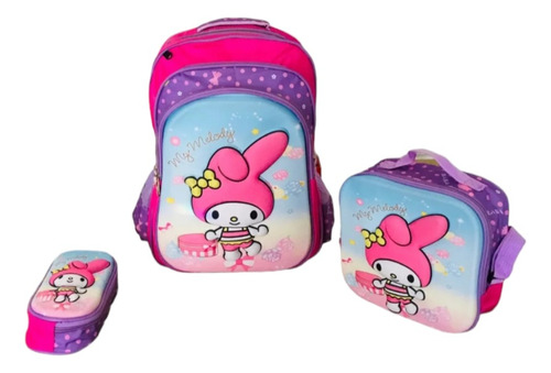 Pack Mochila Escolar Lonchera Y Estuche My Melody  