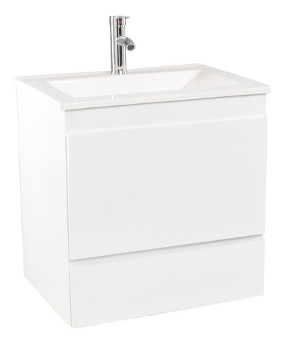 Mueble para baño Eka Sanitarios Milan con mesada de 50cm de ancho, 60cm de alto y 40cm de profundidad con bacha y mueble color blanco con un agujero para grifería