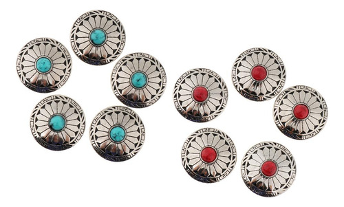 10 Piezas De Aleación De Occidental Flor Turquesa Botón