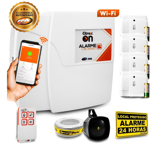 Kit Alarme Sem Fio Wifi App Celular 4 Sensores Econômico 