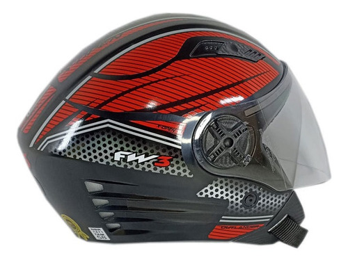 Capacete Fw3 X Open Preto/vermelho Brilhante