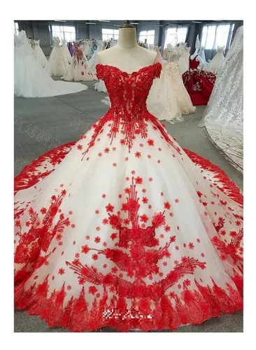 Vestido Xv Años 15 Bordado Cola Flores Quinceañera Rojo Bla en venta en  Cuautitlán Izcalli Estado De México por sólo $ 10,   Mexico