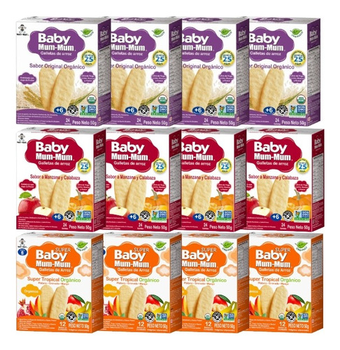 Pack X12 Galletas Baby Mum-mum Variedades