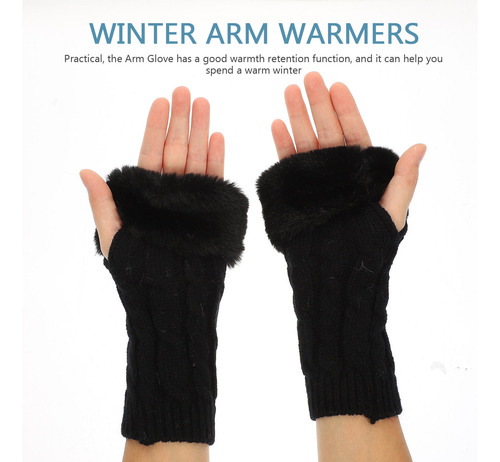 1 Par De Guantes De Medio Dedo Para Invierno Con Mangas