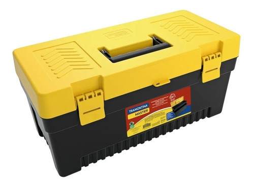 Caja De Herramientas Bisagras Plásticas 20 Tramontina Color Negro y Amarillo