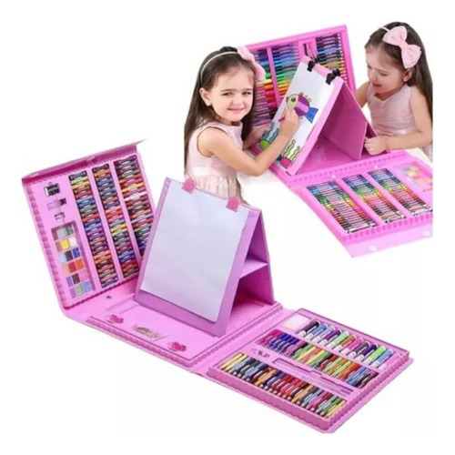 Set Kit Arte Niños Maleta Crayon Acuarela Plumon 208 Piezas