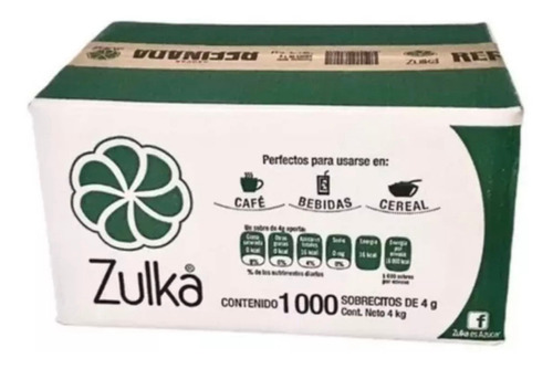 Azucar Zulka Endulsante Refinada Caja 1000 Sobres De 4g C/u