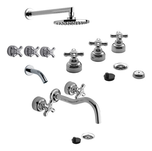 Griferia Kit Fv Ducha Bañera Lavatorio Pared Bidet Malena