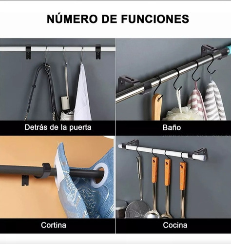 6piezas Soporte Cortinero De Gancho De Pared Ajustable