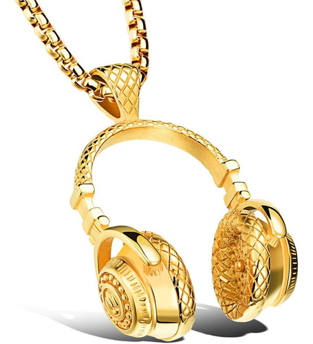 Akarrlili Auriculares Collar Dorado Colgante Musical Dorado 