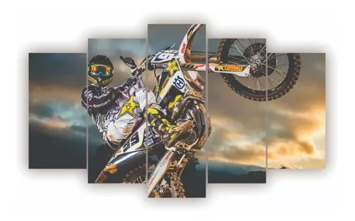 Moto, Quadro em MDF na cor preta com desenho de Moto Cross.…