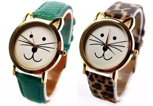 Reloj Juvenil Dama Gatito Geneva, Para Niña O Dama Fashion