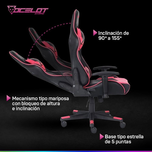 Silla Gamer Ergonómica Reclinable Ocelot Ogs 150kg C/cojines