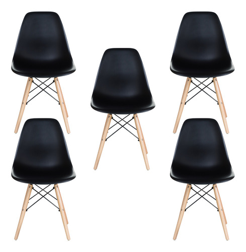 Cadeira De Jantar Decoração Moderno Eames Casa Laura Cor Preto 5 Unidade