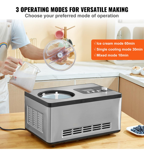 Máquina Para Hacer Helados Vevor Automática Con Compresor De