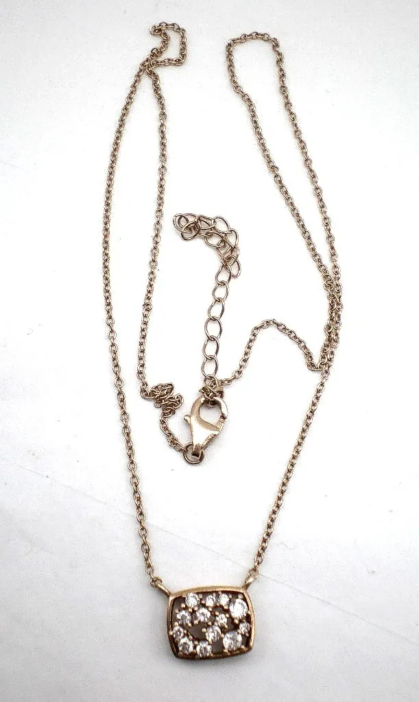 Cadena Y Dije De Plata 925 -oro Y Zafiros Blancos