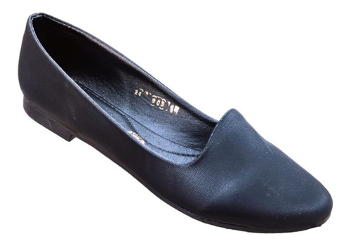 Flat Moccasin Slip Negro Con Lenguetilla Zapato Tacon Bajo