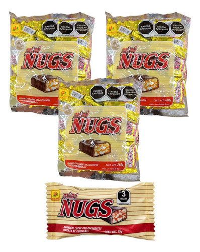 Mini Nugs Chocolate 72pz Con Caramelo Cacahuate De La Rosa E